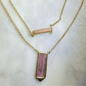 Stella & Dot amethyst spear necklace - 3 looks in 1 necklace, gold tone chains